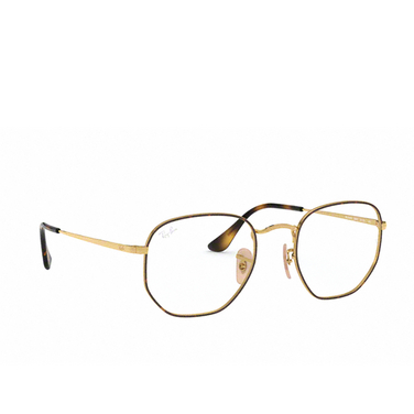 Ray-Ban RX6448 Eyeglasses 2945 top havana on gold - three-quarters view