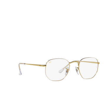 Ray-Ban RX6448 Eyeglasses 3104 white on legend gold - three-quarters view
