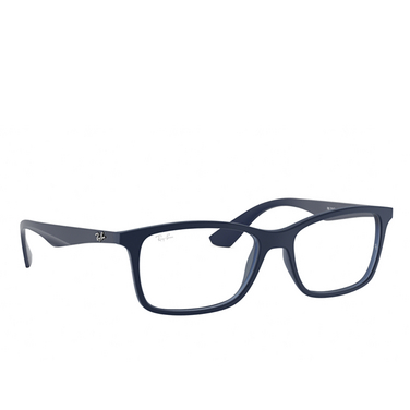 Ray-Ban RX7047 Eyeglasses 5450 matte transparent blue - three-quarters view
