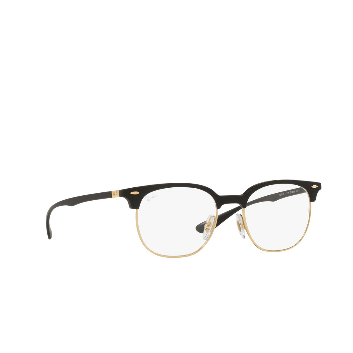 Ray-Ban® Square Eyeglasses: RX7186 color Sand Black 8151 - three-quarters view.