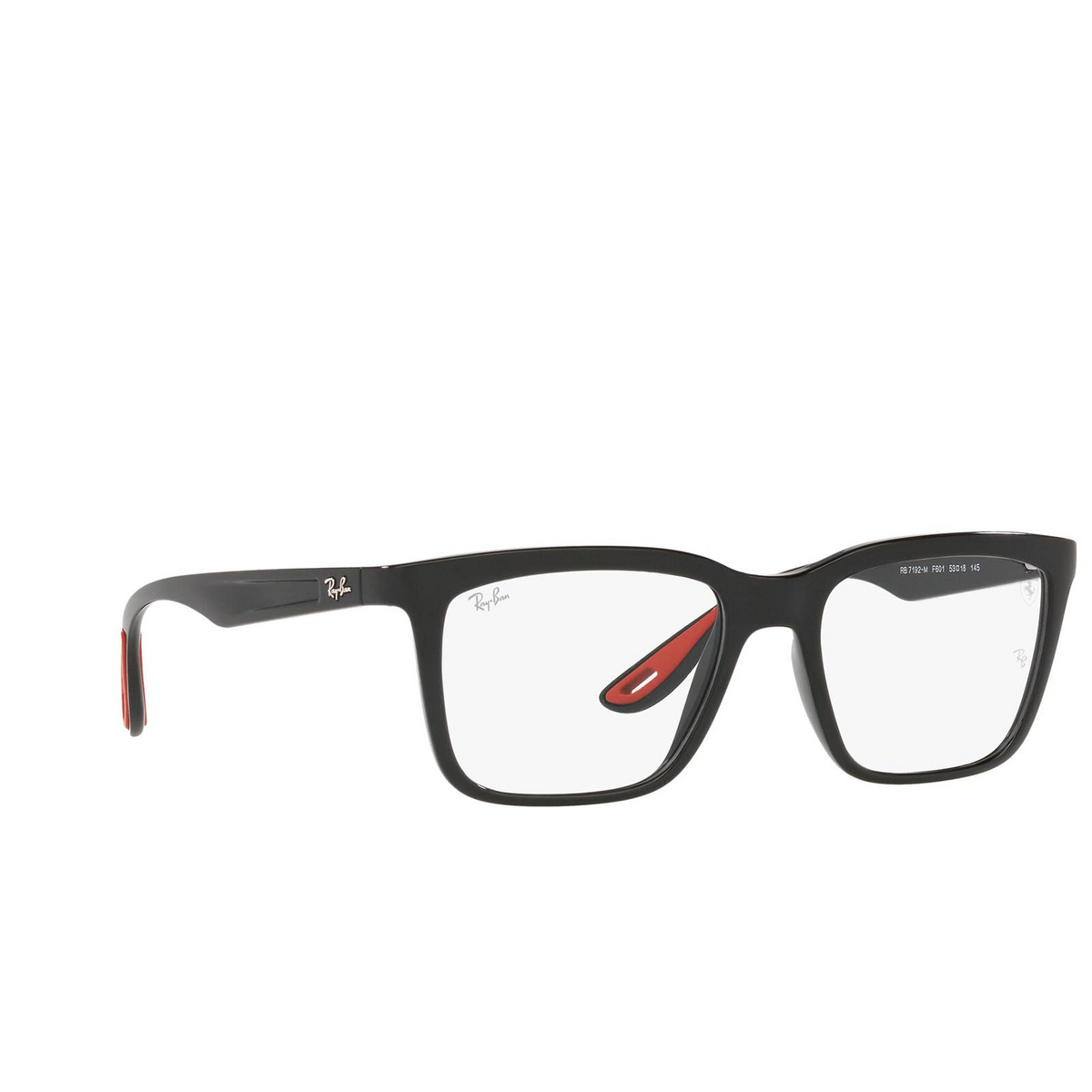 Ray-Ban® Rectangle Eyeglasses: RX7192M color Black F601 - three-quarters view.