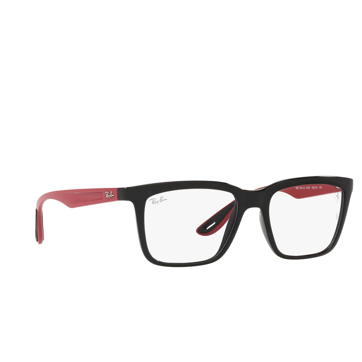 Ray-Ban® Rectangle Eyeglasses: RX7192M color Black F651 - three-quarters view.