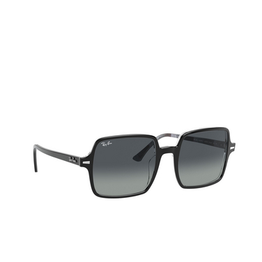 Ray-Ban SQUARE II Sunglasses 13183A black on chevron - three-quarters view