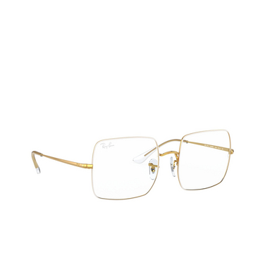 Ray-Ban SQUARE Eyeglasses 3104 white on legend gold - three-quarters view