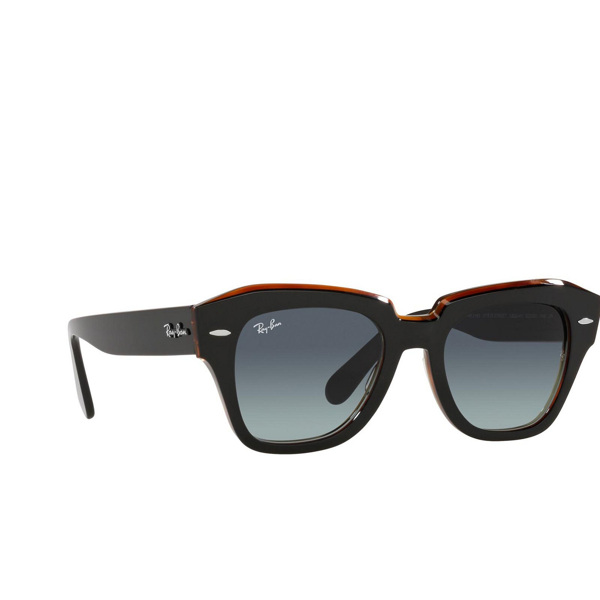 Ray-Ban STATE STREET Sunglasses 132241 Black on Transparent Brown - three-quarters view