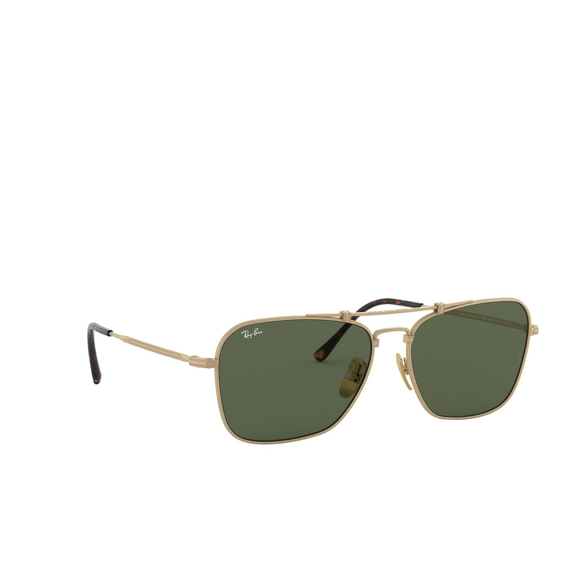 Ray-Ban® Square Sunglasses: Titanium RB8136 color Brushed Demi Gloss White Gold 913658 - three-quarters view.
