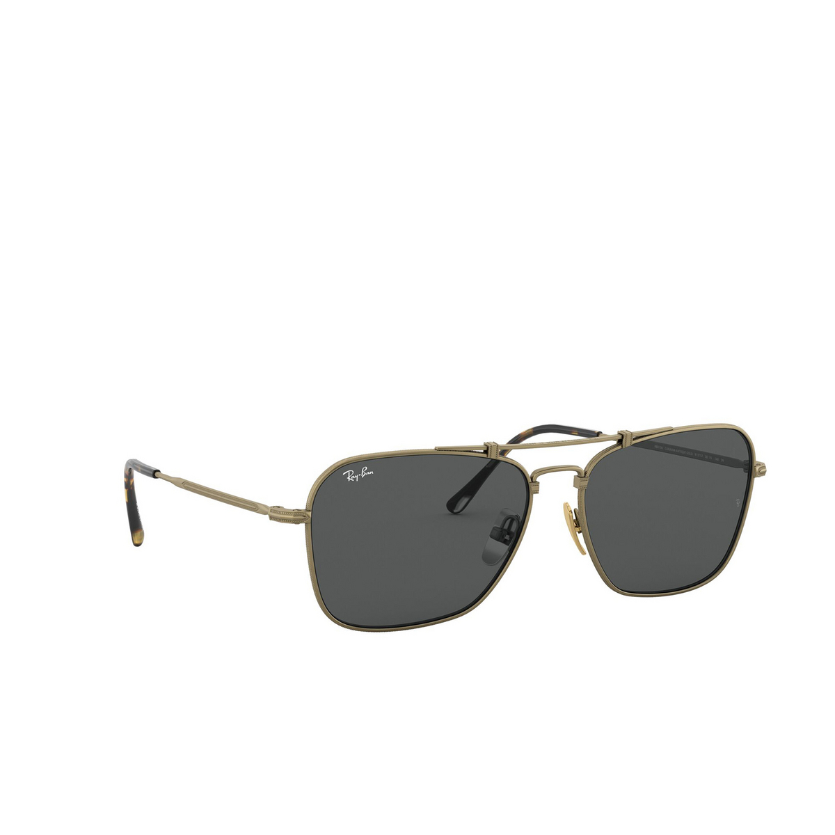 Ray-Ban® Square Sunglasses: Titanium RB8136 color Demi Gloss Antique Arista 913757 - three-quarters view.