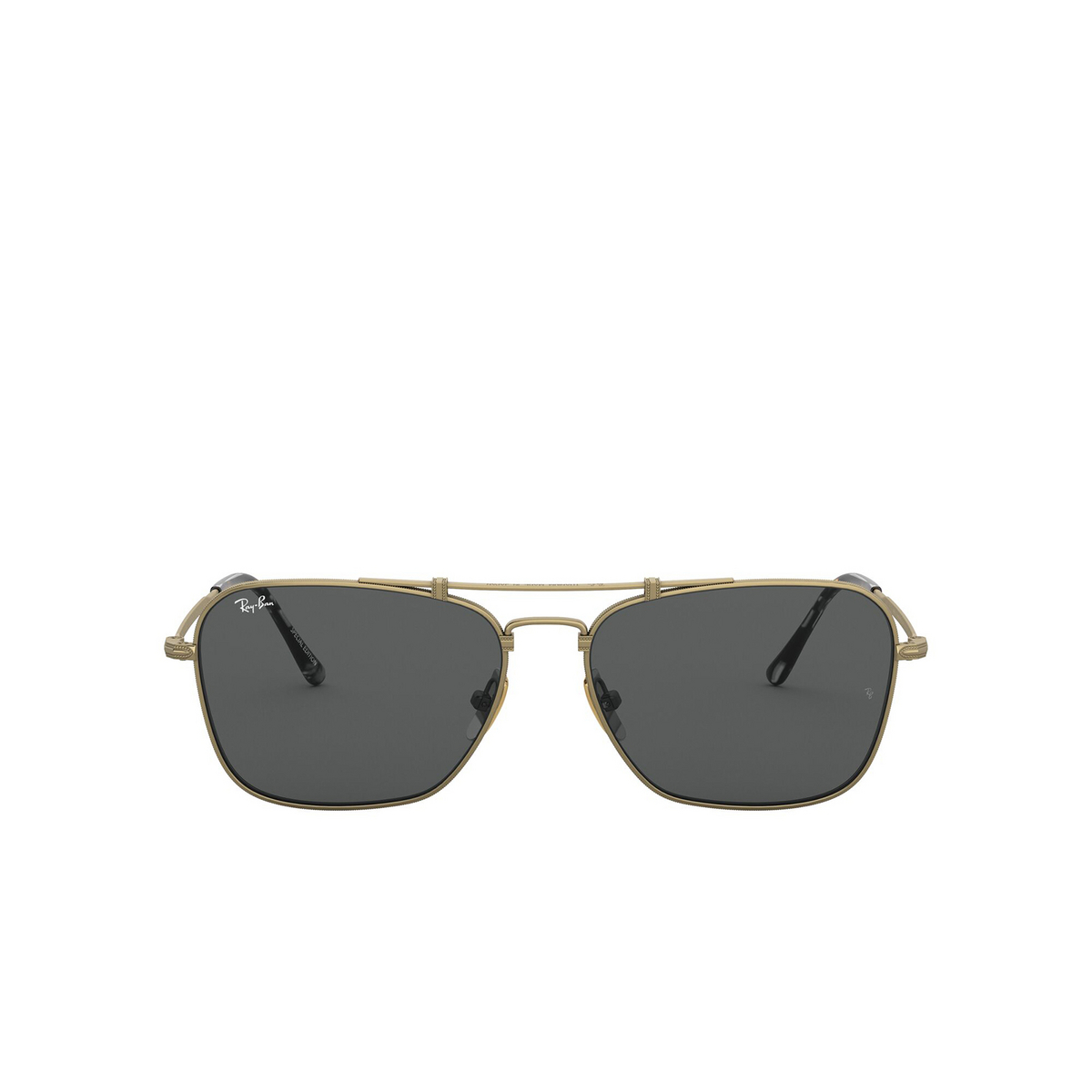 Ray-Ban® Square Sunglasses: Titanium RB8136 color Demi Gloss Antique Arista 913757 - front view.