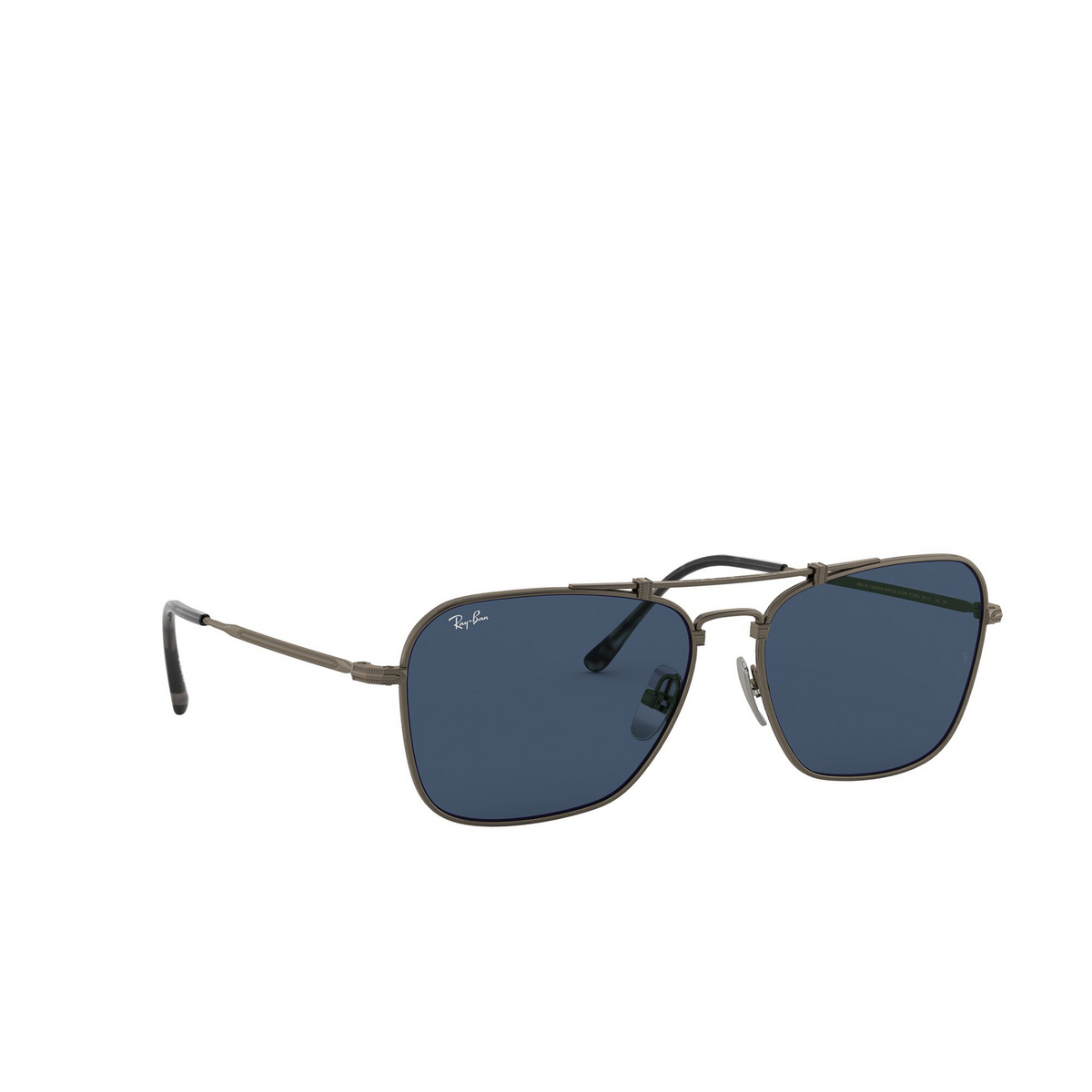 Ray-Ban® Square Sunglasses: Titanium RB8136 color Demi Gloss Pewter 9138T0 - three-quarters view.