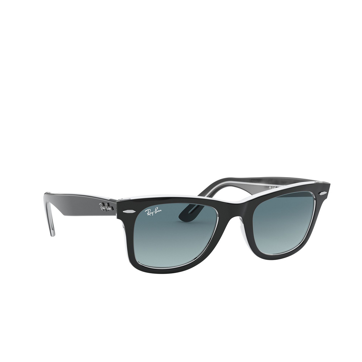 Ray-Ban WAYFARER Sunglasses 12943M Black On Transparent - three-quarters view