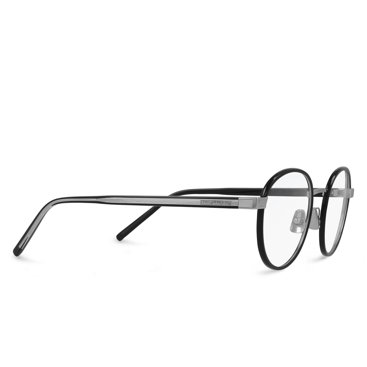 Saint Laurent® Round Eyeglasses: SL 125 color Black 001 - three-quarters view.