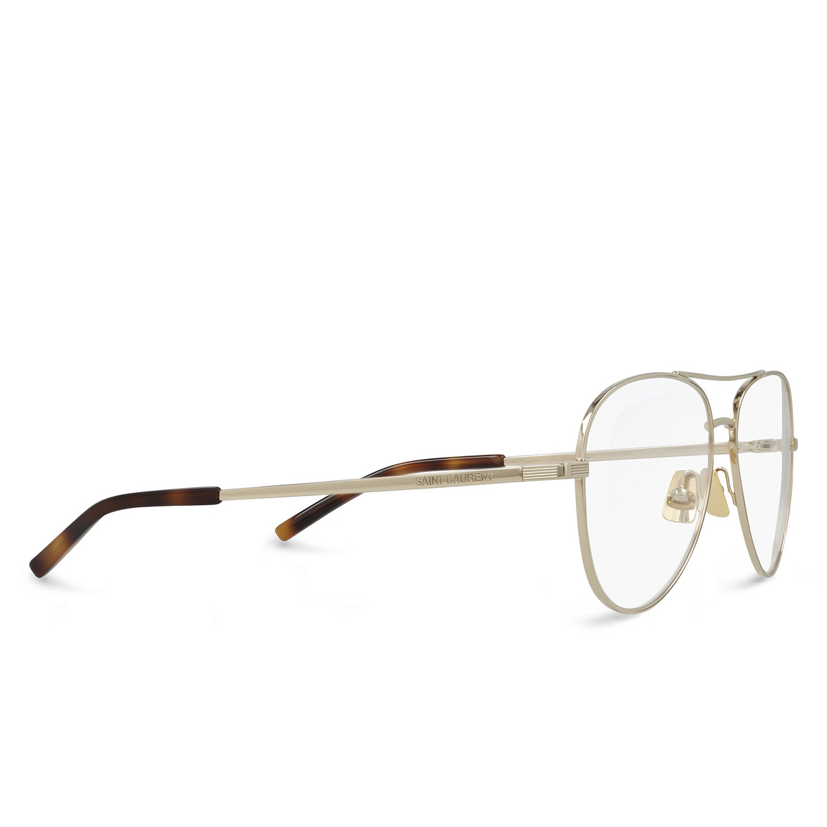 Saint Laurent® Aviator Eyeglasses: SL 153 color 002 Gold - three-quarters view