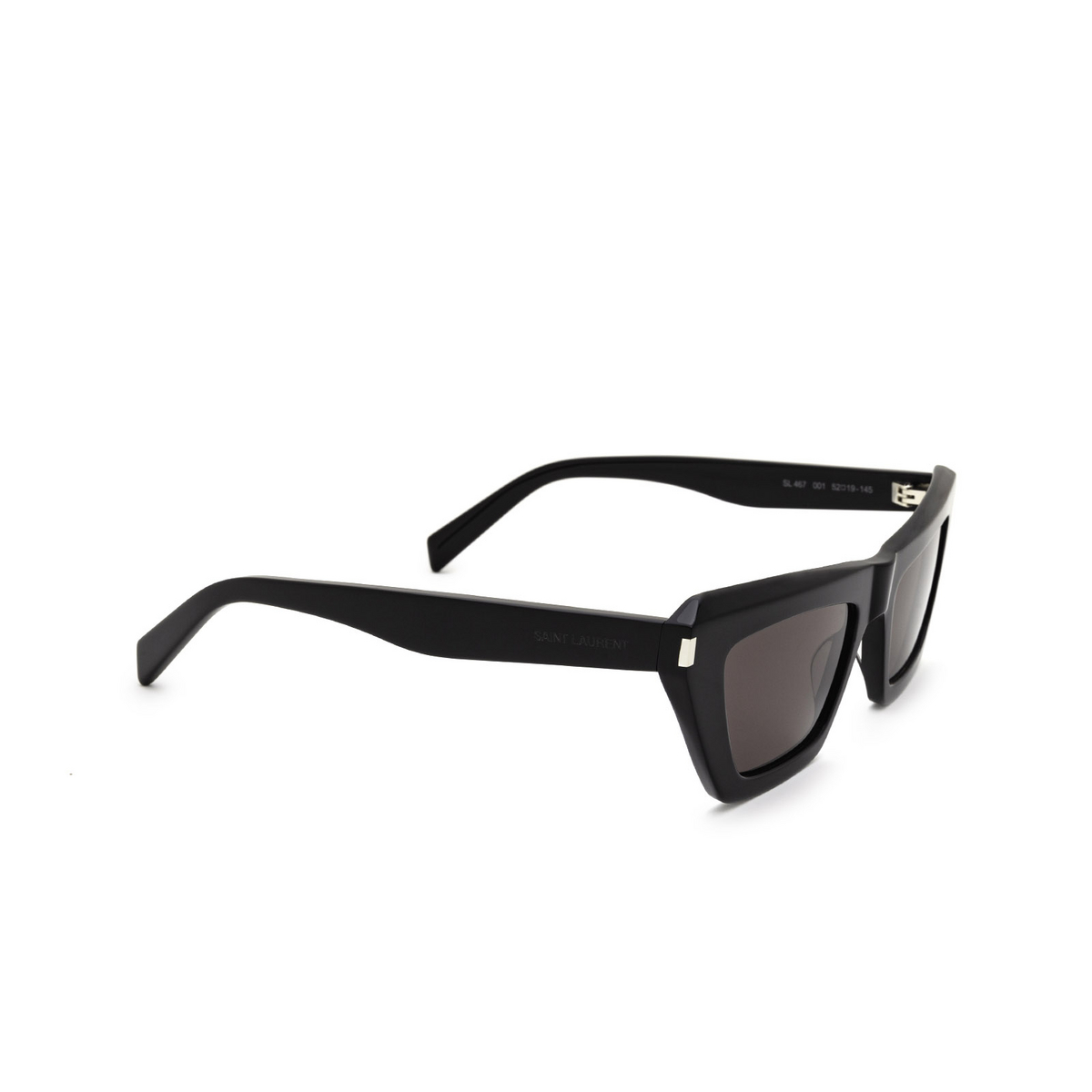 Saint Laurent® Cat-eye Sunglasses: SL 467 color Black 001 - three-quarters view.
