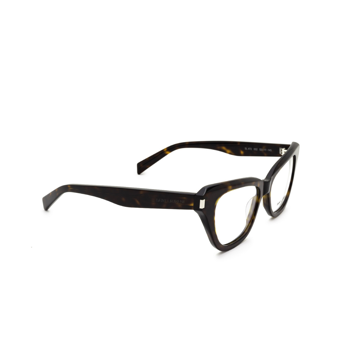 Saint Laurent SL 472 Eyeglasses 002 Dark Havana - three-quarters view