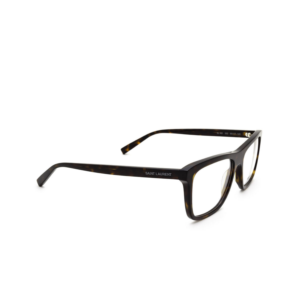 Saint Laurent SL 481 Eyeglasses 002 Dark Havana - three-quarters view