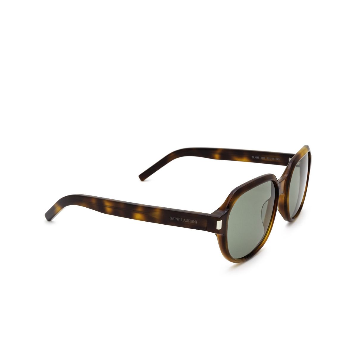 Saint Laurent® Square Sunglasses: SL 496 color Havana 002 - three-quarters view.