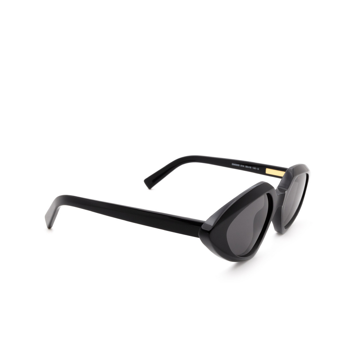 Sportmax® Irregular Sunglasses: SM0005 color Shiny Black 01A - three-quarters view.