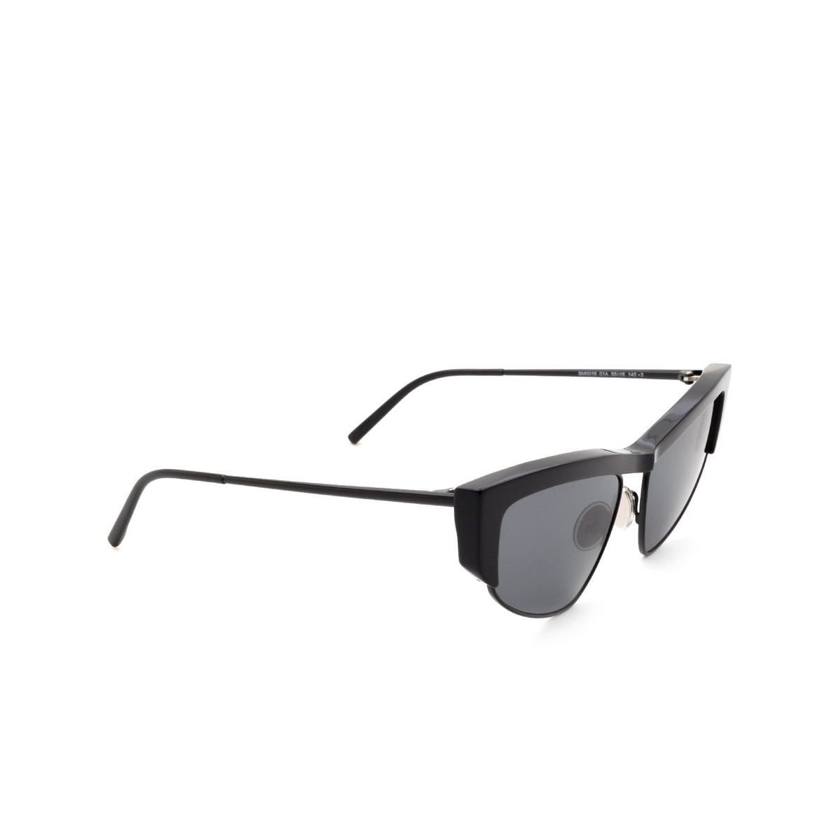 Sportmax® Cat-eye Sunglasses: SM0016 color Shiny Black 01A - three-quarters view.