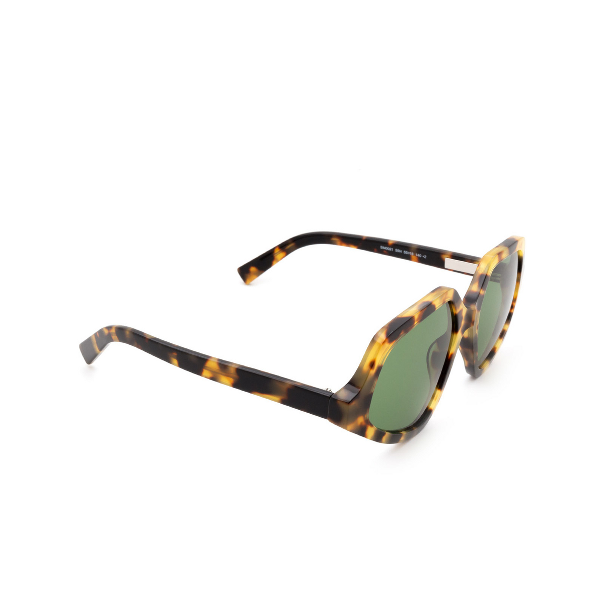 Sportmax® Irregular Sunglasses: SM0021 color Havana 55N - three-quarters view.