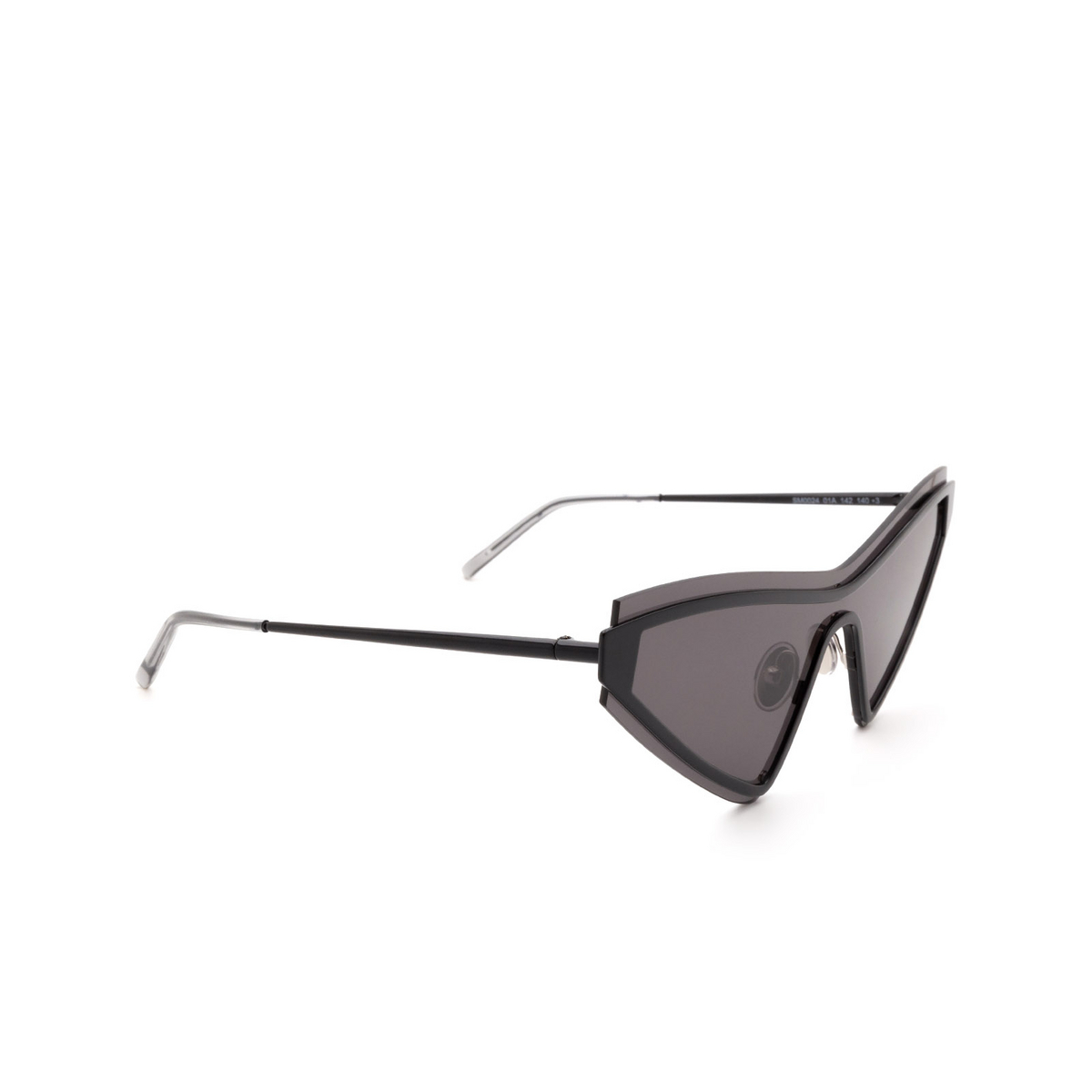 Sportmax® Cat-eye Sunglasses: SM0024 color Shiny Black 01A - three-quarters view.