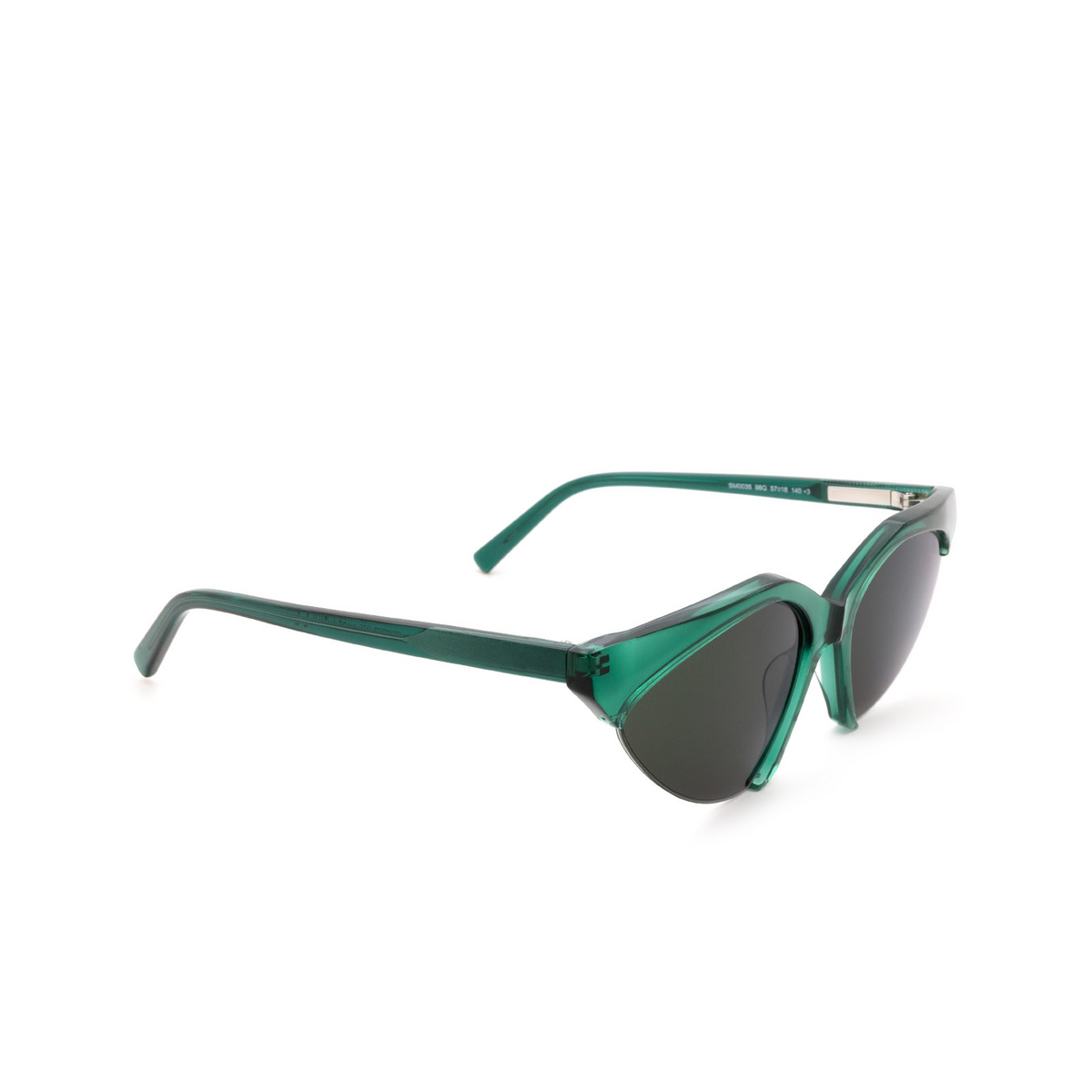 Sportmax® Irregular Sunglasses: SM0035 color Dark Green 98Q - three-quarters view.
