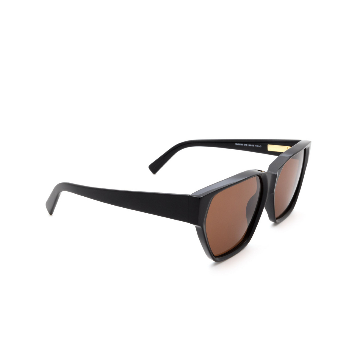 Sportmax® Square Sunglasses: SM0038 color Black 01E - three-quarters view.