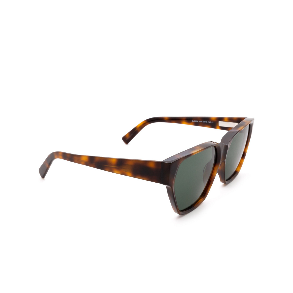 Sportmax® Square Sunglasses: SM0038 color Dark Havana 52N - three-quarters view.