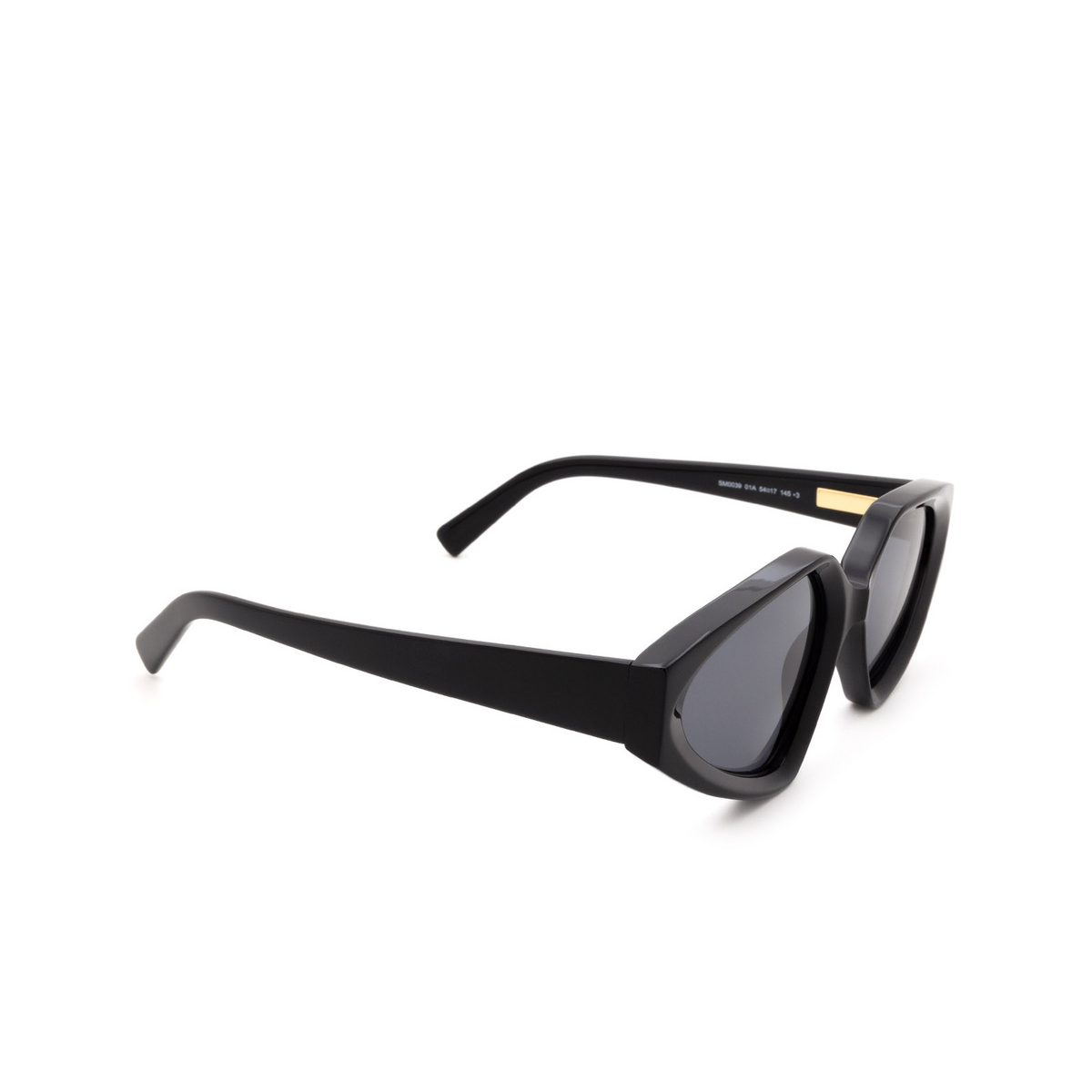 Sportmax® Irregular Sunglasses: SM0039 color Black 01A - three-quarters view.