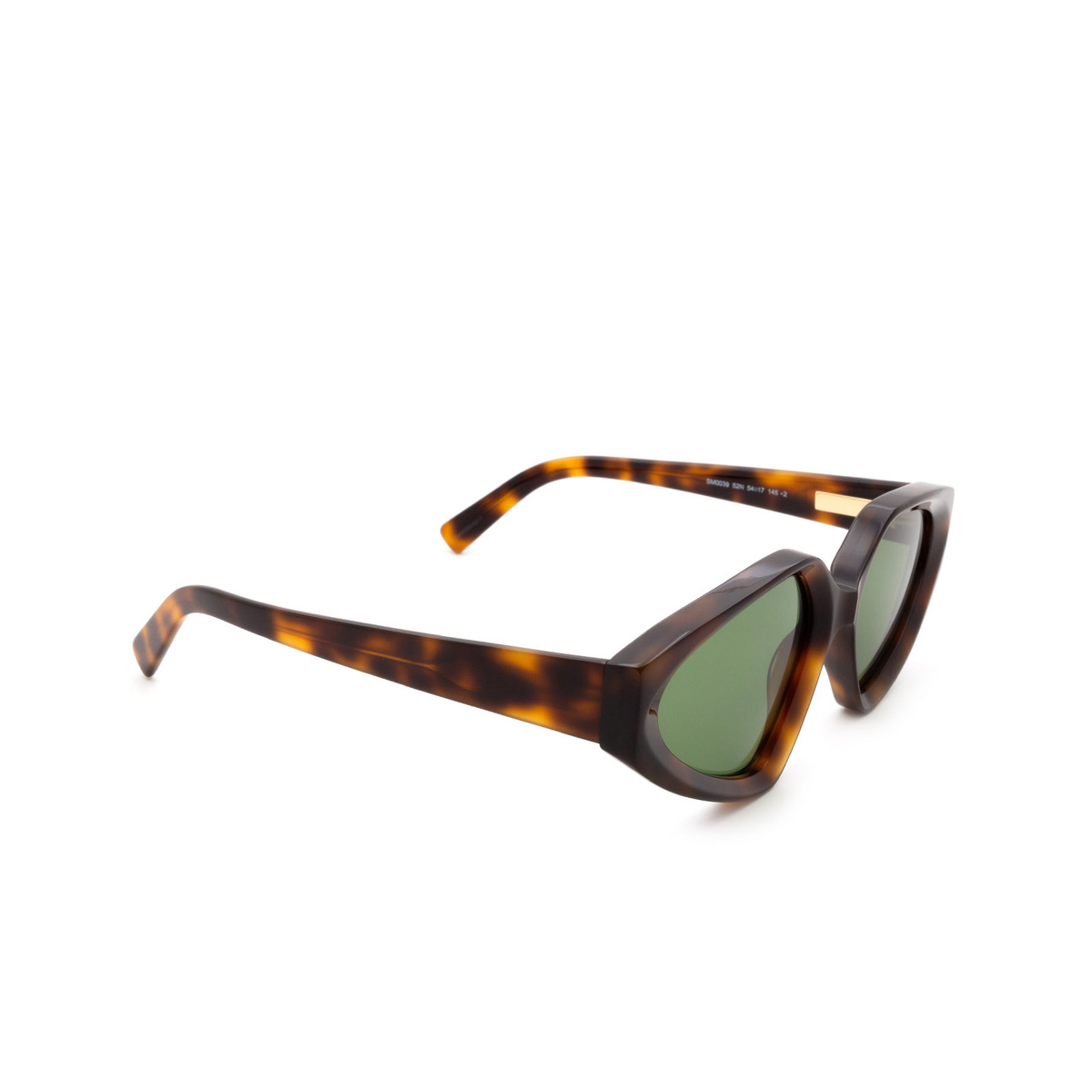 Sportmax® Irregular Sunglasses: SM0039 color Dark Havana 52N - three-quarters view.