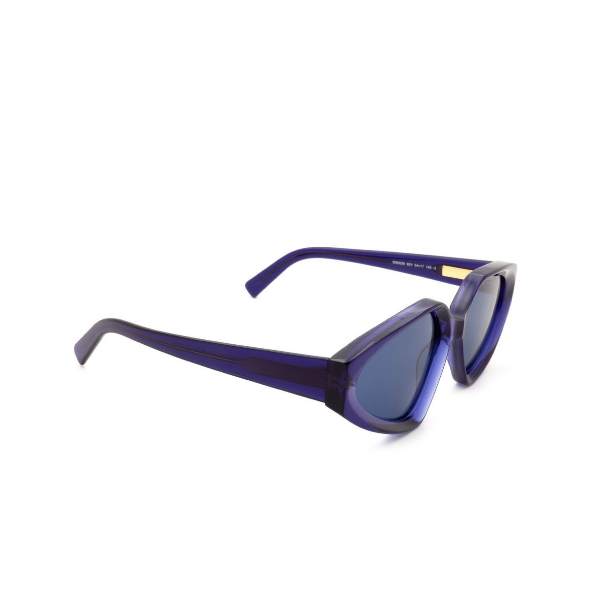 Sportmax® Irregular Sunglasses: SM0039 color Blue 92V - three-quarters view.