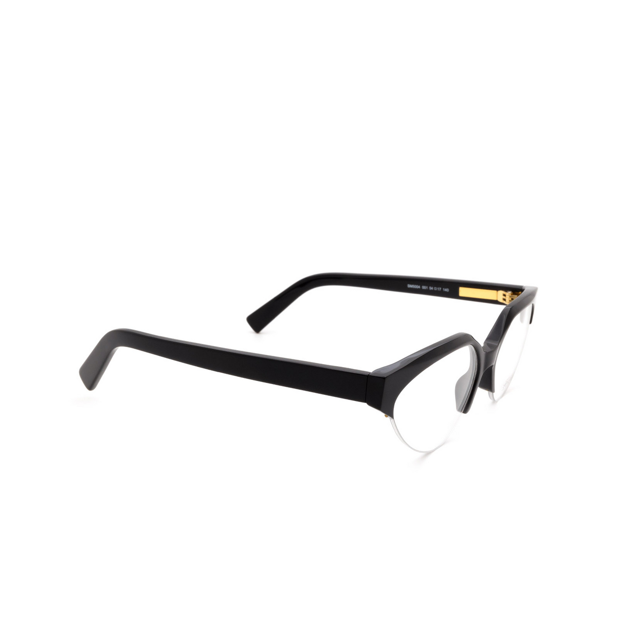 Sportmax® Irregular Eyeglasses: SM5004 color Black 001 - three-quarters view.