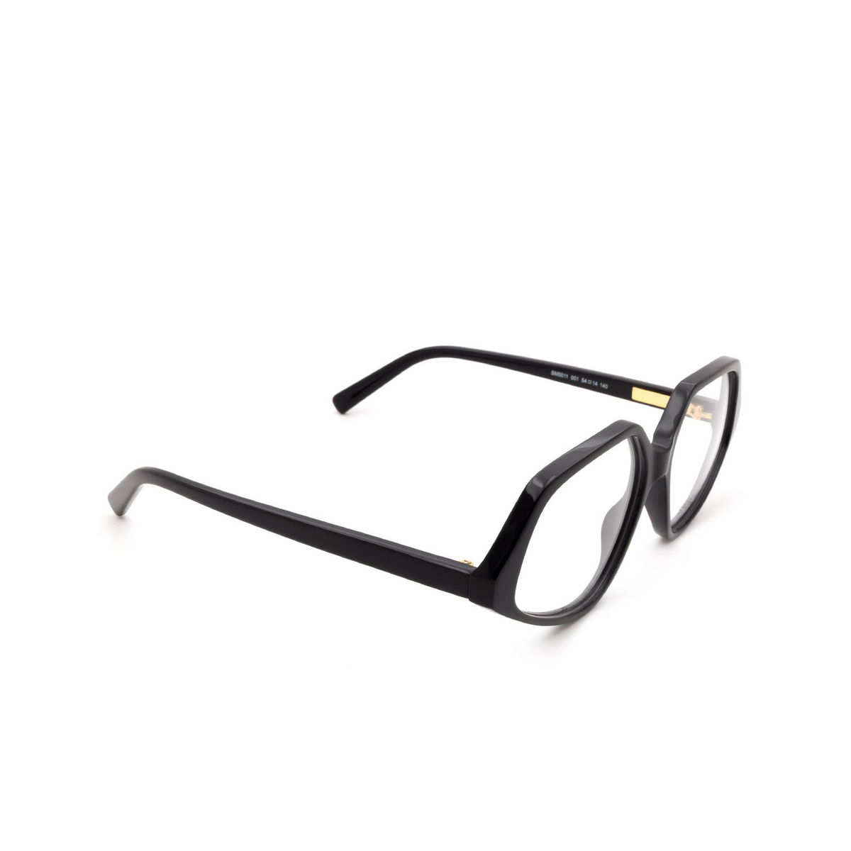 Sportmax® Square Eyeglasses: SM5011 color Black 001 - three-quarters view.