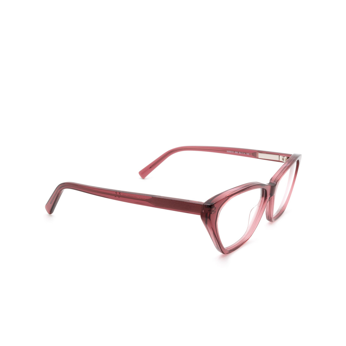Sportmax® Butterfly Eyeglasses: SM5012 color Bordeaux 069 - three-quarters view.