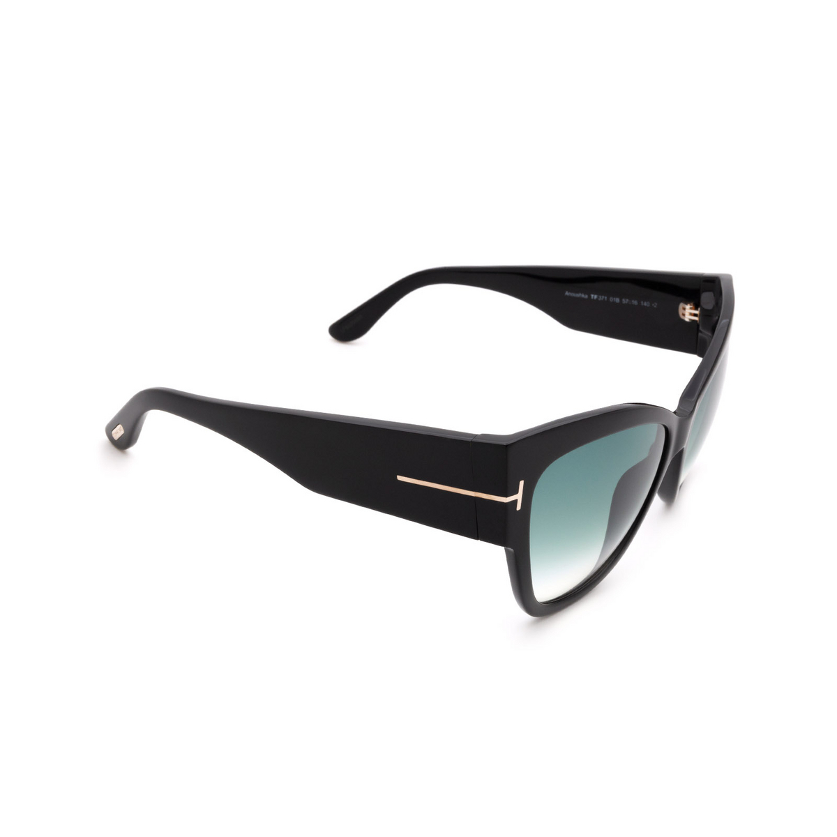 Tom Ford ANUSHKA Sunglasses 01B Shiny Black - three-quarters view