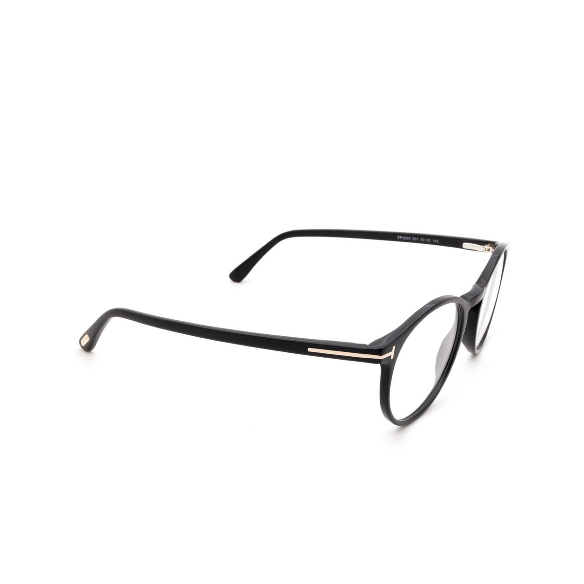 Tom Ford® Round Eyeglasses: FT5294 color Shiny Black 001 - three-quarters view.