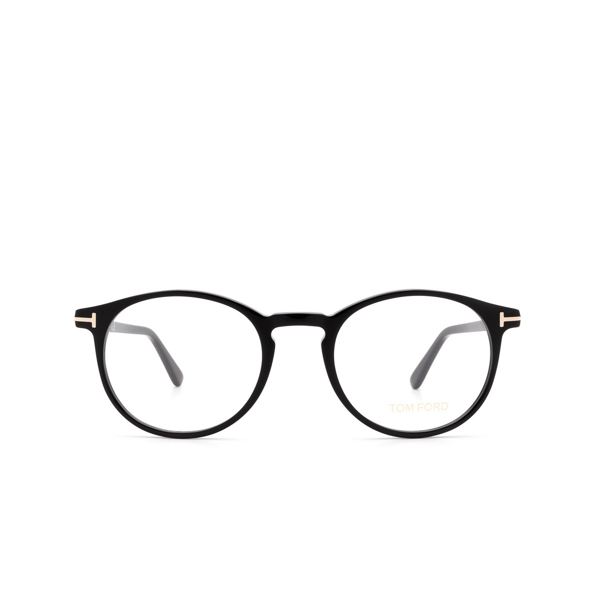 Tom Ford® Round Eyeglasses: FT5294 color Shiny Black 001 - front view.