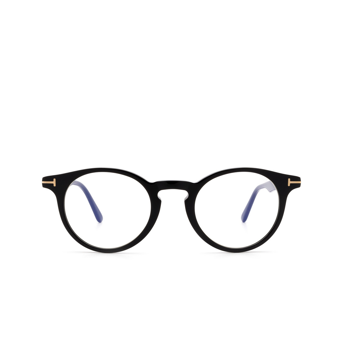 Tom Ford® Round Eyeglasses: FT5557-B color Shiny Black 001 - front view.