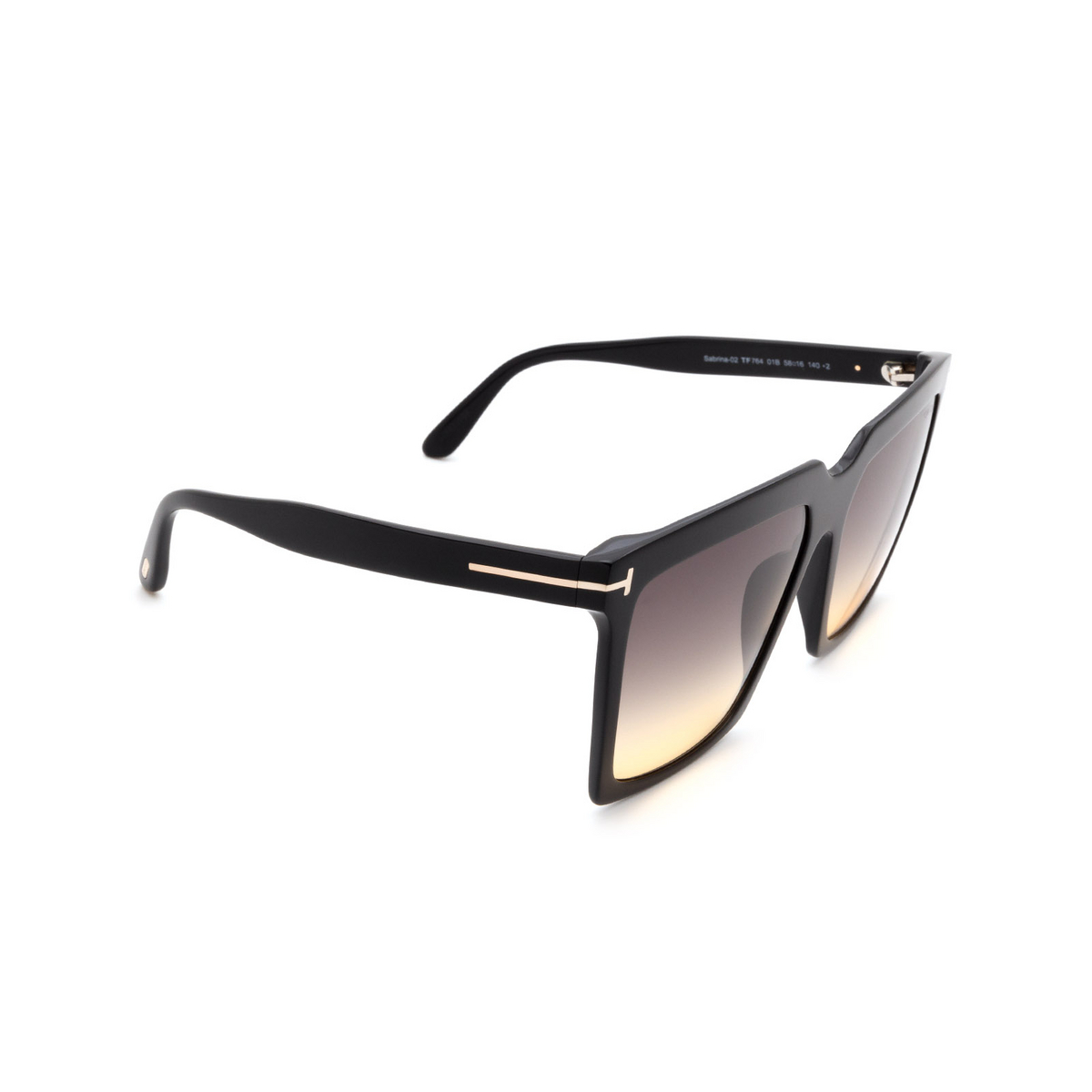 Tom Ford SABRINA-02 Sunglasses 01B Shiny Black - three-quarters view