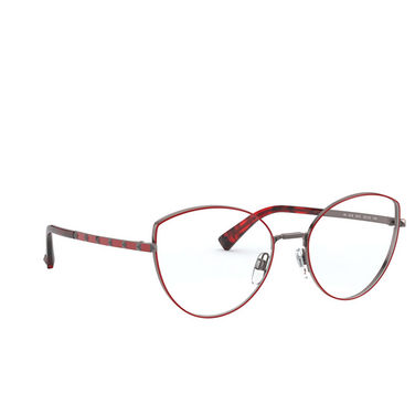 Valentino VA1018 Eyeglasses 3012 gunmetal / red - three-quarters view
