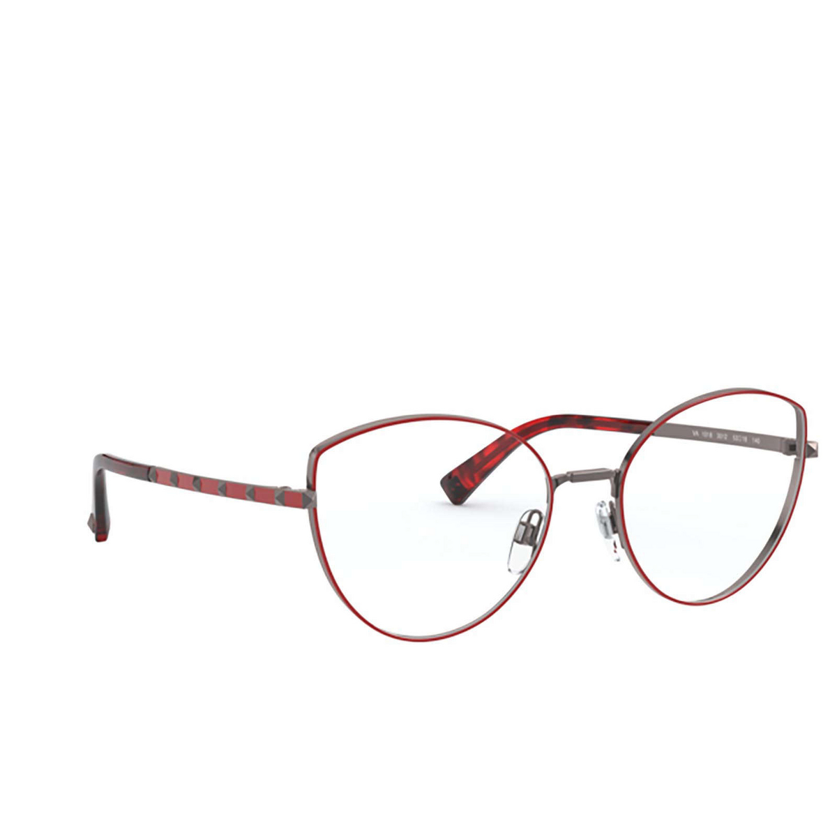 Valentino VA1018 Eyeglasses 3012 Gunmetal / Red - three-quarters view