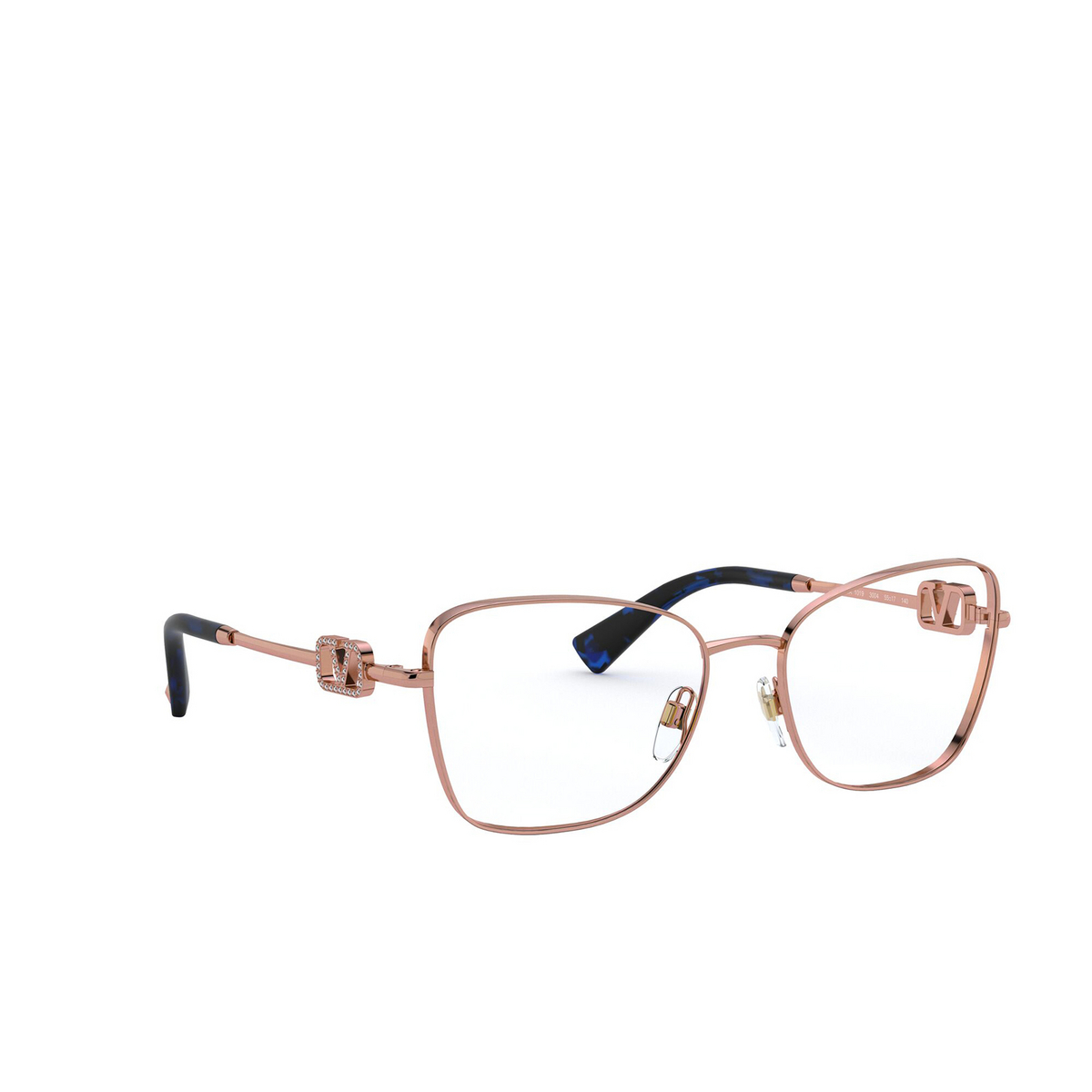 Valentino® Butterfly Eyeglasses: VA1019 color Rose Gold 3004 - three-quarters view.