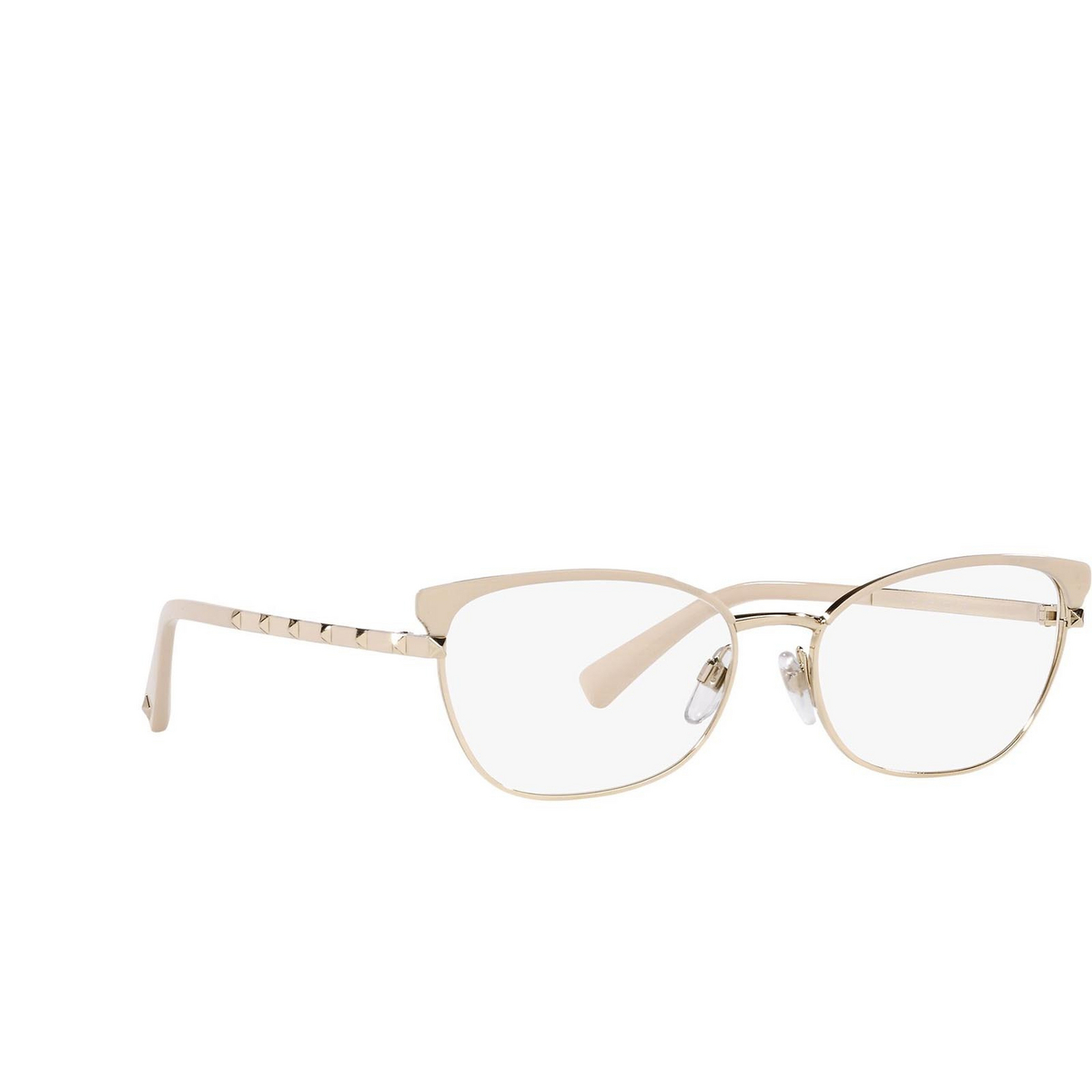 Valentino® Cat-eye Sunglasses: VA1022 color Pale Gold/black 3053 - three-quarters view.
