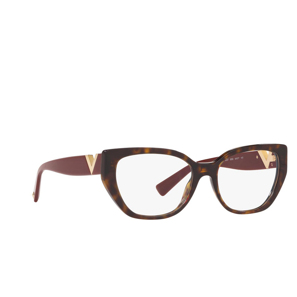 Valentino® Irregular Eyeglasses: VA3037 color Havana 5002 - three-quarters view.