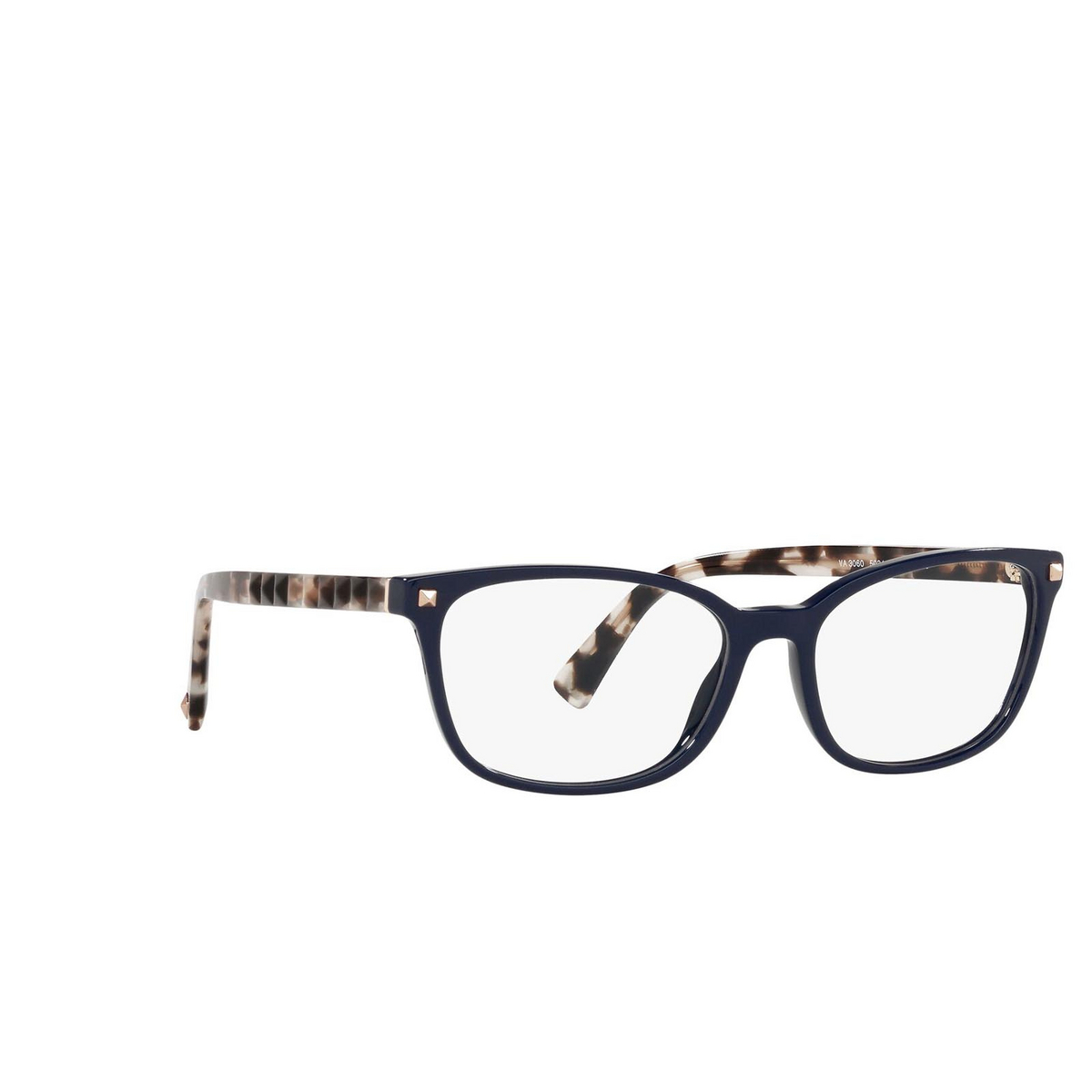 Valentino® Rectangle Eyeglasses: VA3060 color Blue 5034 - three-quarters view.
