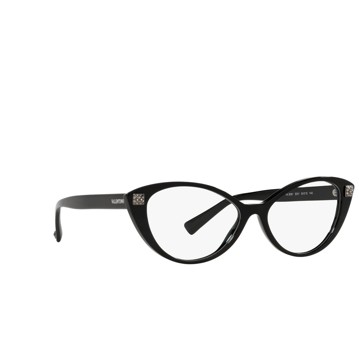 Valentino® Cat-eye Eyeglasses: VA3061 color Black 5001 - three-quarters view.