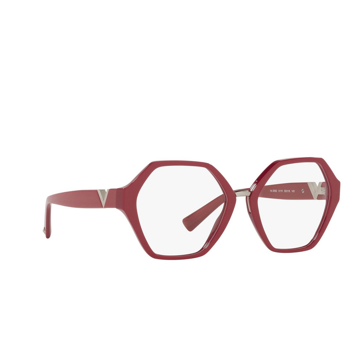 Valentino® Irregular Eyeglasses: VA3062 color Red 5110 - three-quarters view.