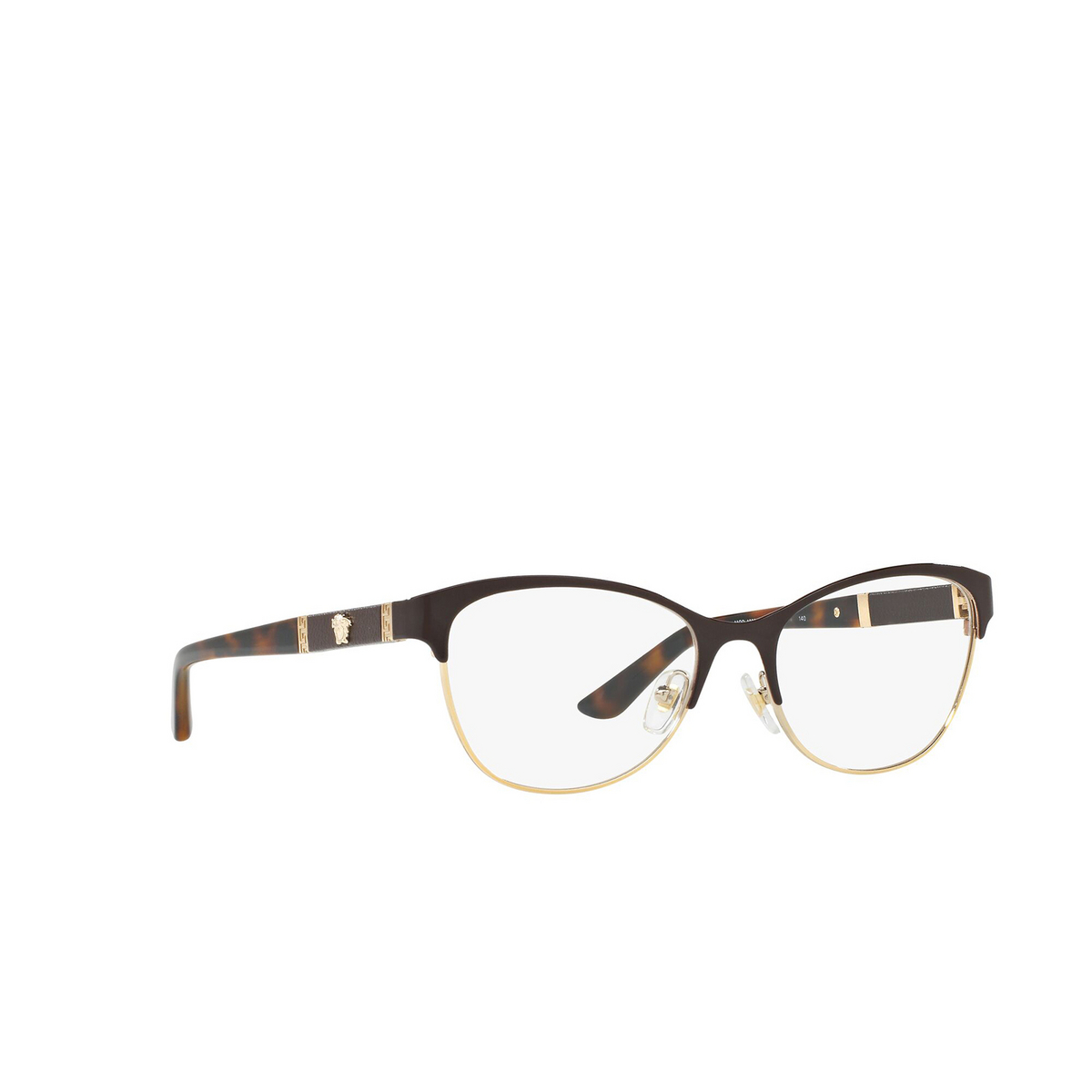 Versace VE1233Q Eyeglasses 1344 Brown / Pale Gold - three-quarters view