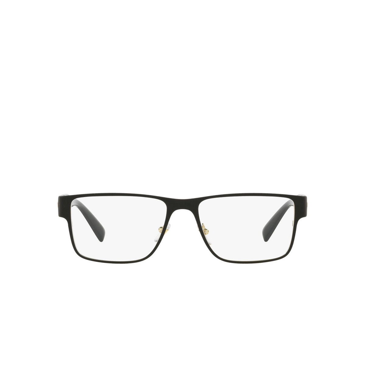 Versace® Rectangle Eyeglasses: VE1274 color Matte Blak / Gold 1436 - front view.