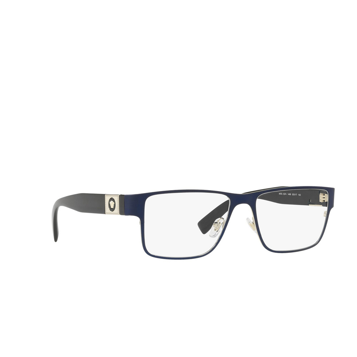 Versace® Rectangle Eyeglasses: VE1274 color Blue 1468 - three-quarters view.