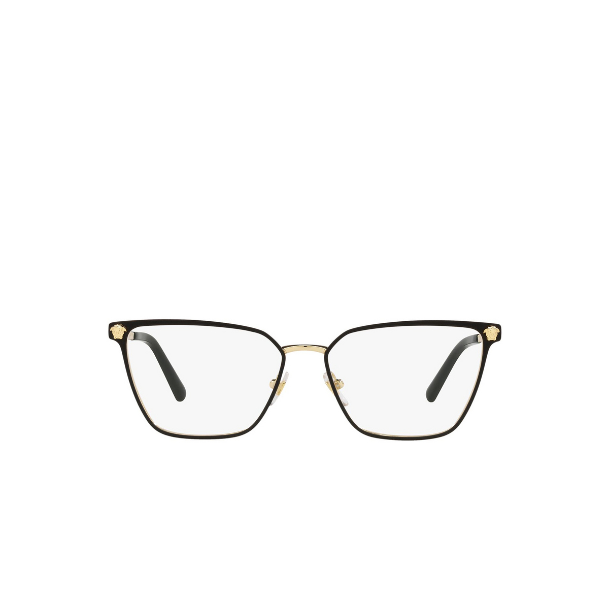 Versace® Square Eyeglasses: VE1275 color Matte Black / Gold 1433 - front view.